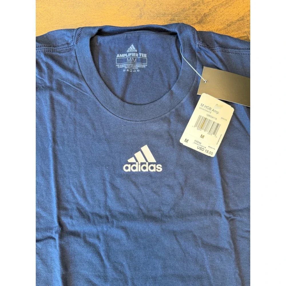 Adidas Kids Amplifier Tee Collegiate Navy White Logo T-Shirt Size M